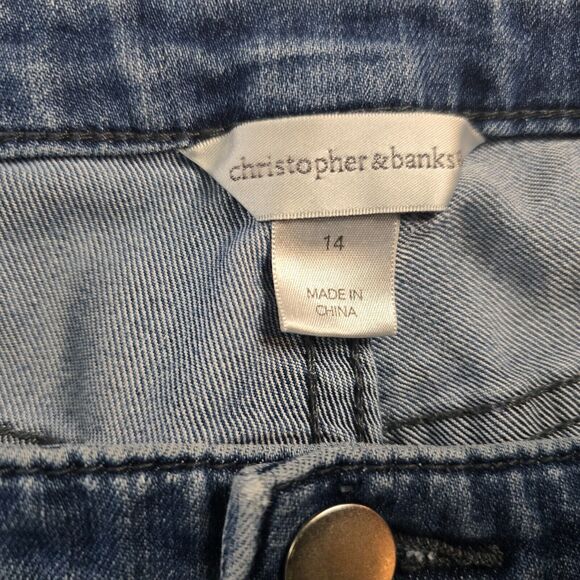 Christopher & Banks Jeans Women's 14 Blue Medium Wash Straight Rose Embroidering - Picture 5 of 16